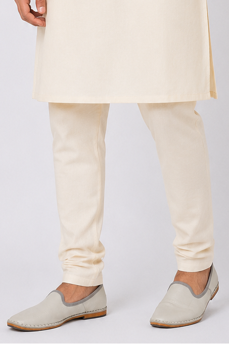 Cream Men Leather Jutti Shoes Handmade Indian Mojari