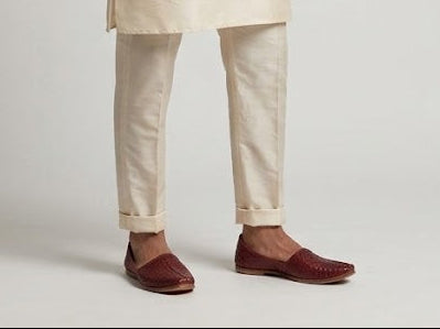 Handmade Ethnic Jutti for Men Cherry Leather Mojari