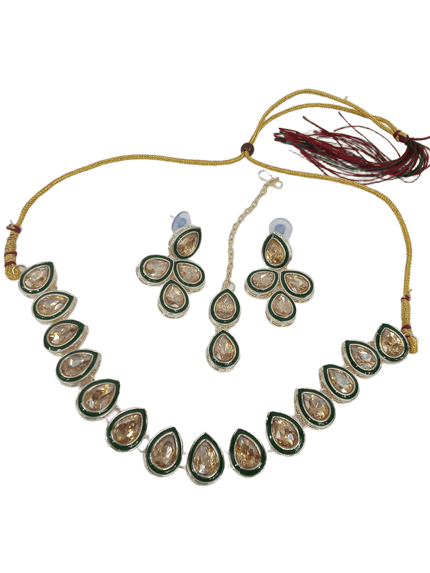 Women Kundan Jewellery Necklace Set Stylish Gold Plated Wedding Girls Pendant