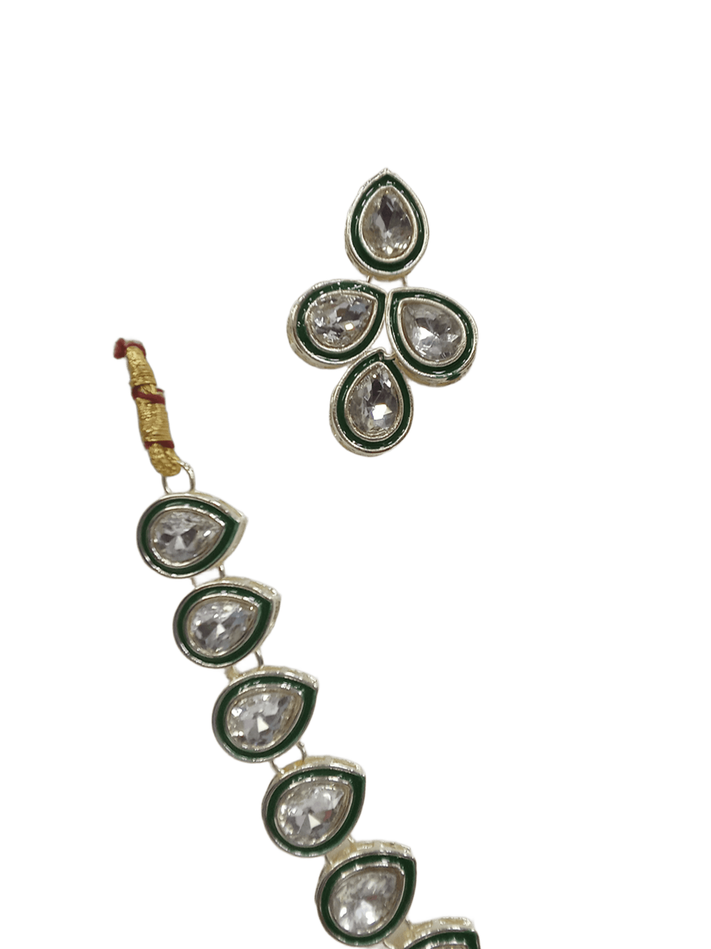Women Kundan Jewellery Necklace Set Stylish Silver Plated Wedding Girls Pendant