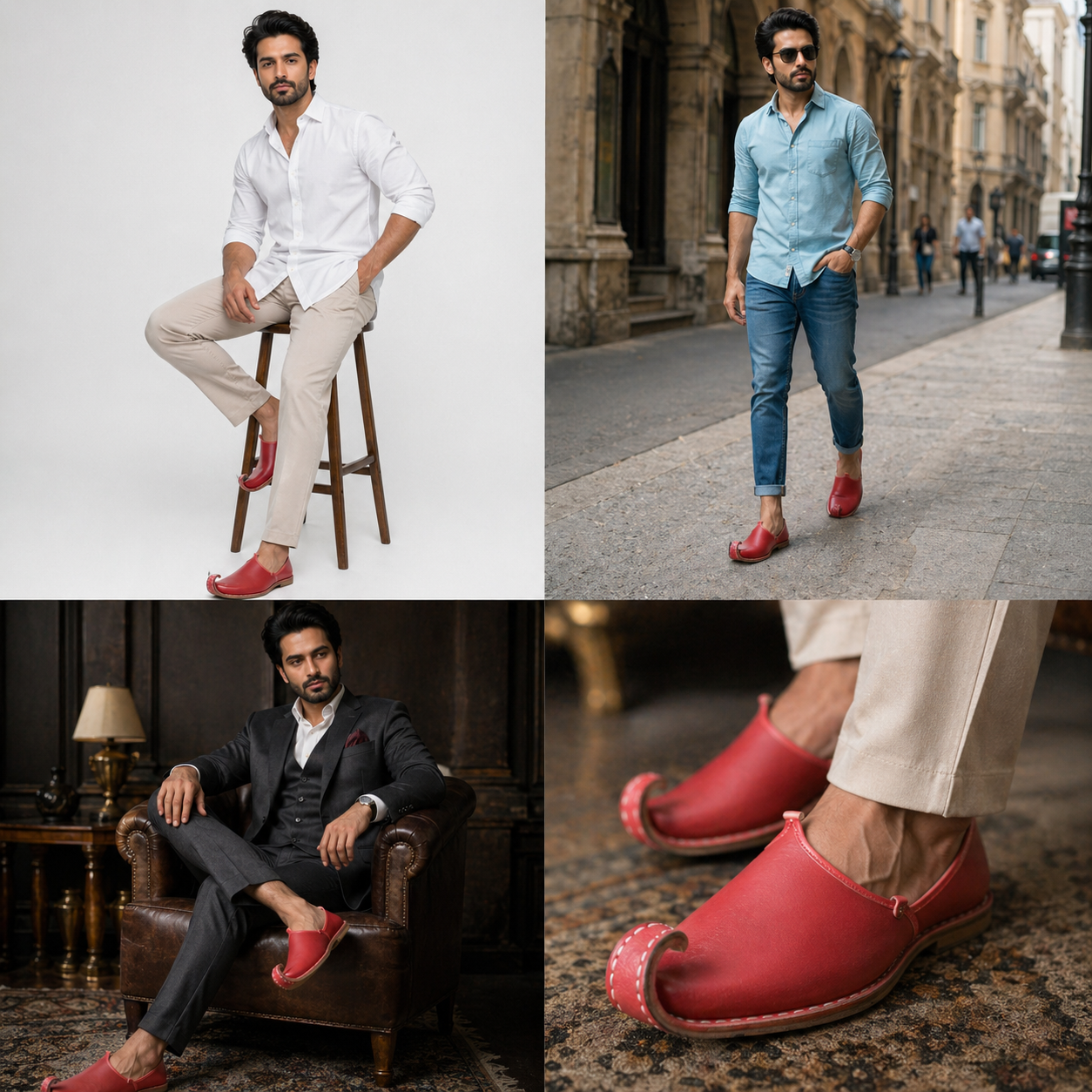 Punjabi Khussa Loafers for Men Shoes Red