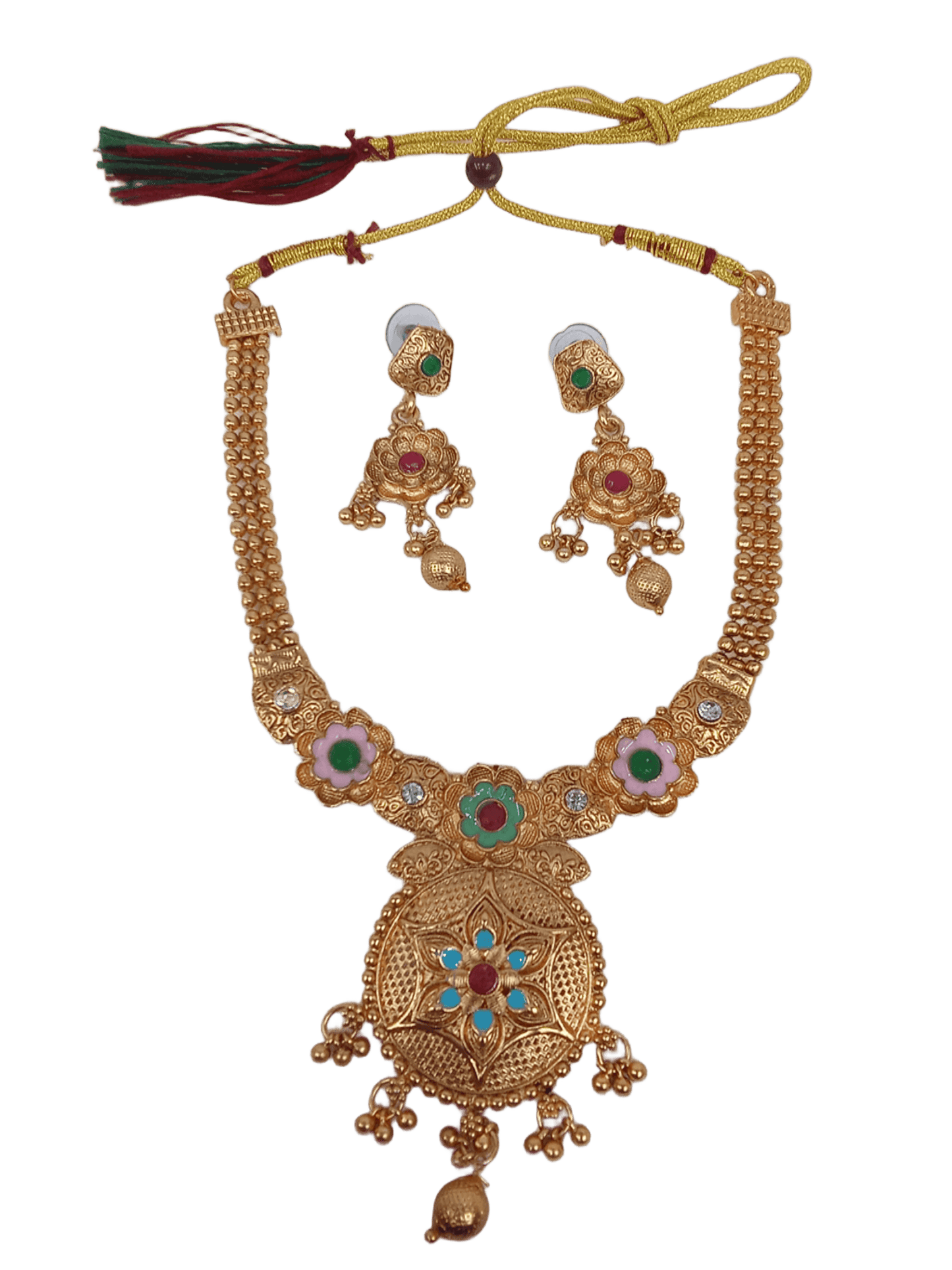 Women Polki Jewellery Necklace Set Stylish Gold Plated Wedding Girls Pendant
