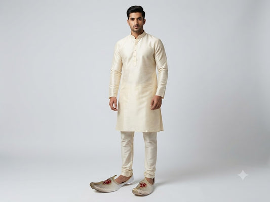 Handmade Men’s Wedding Mojari Cream Jutti