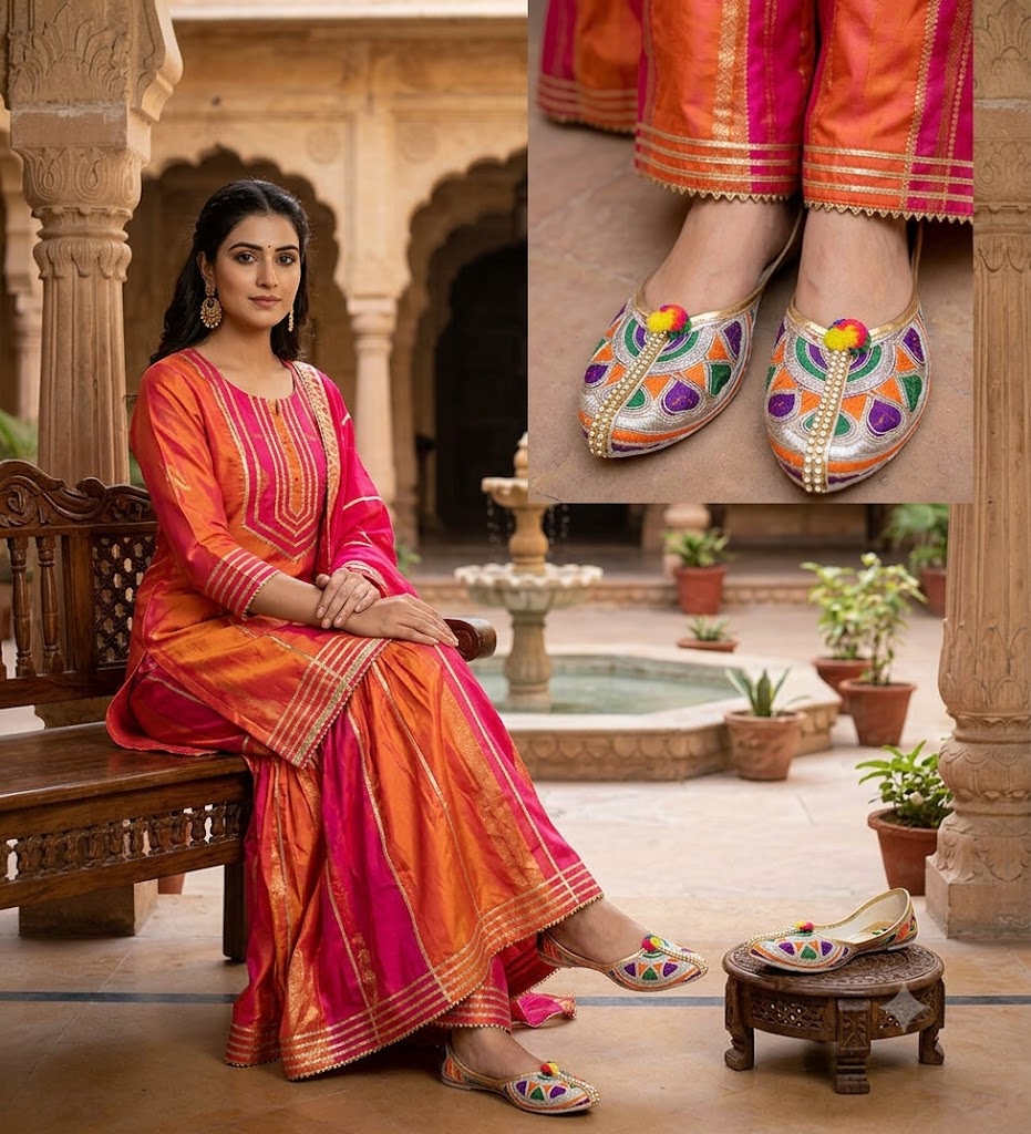 Women’s Punjabi Mojari Embroidered Multicolor Jutti