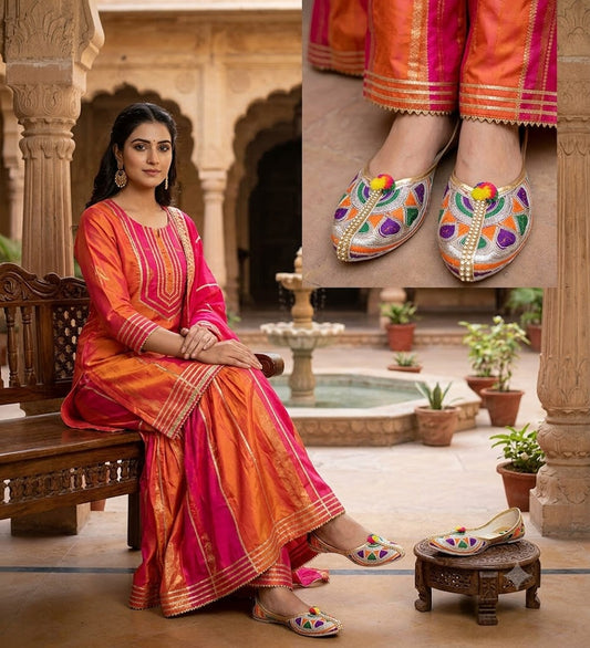 Women’s Punjabi Mojari Embroidered Multicolor Jutti