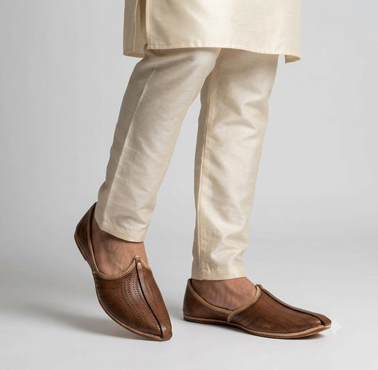 Brown Leather Jutti Shoes for Men