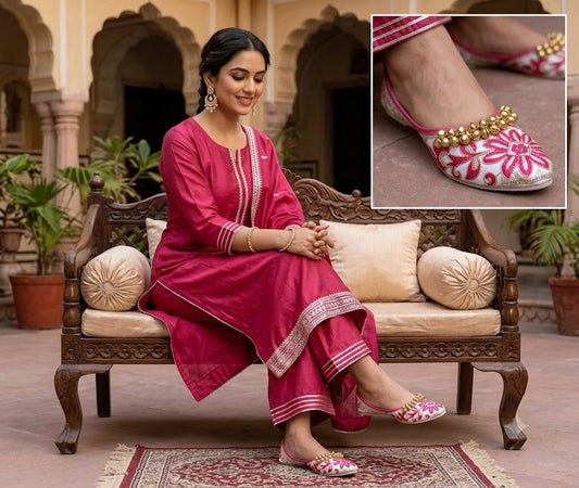 Handmade Bridal Multicolor Ethnic Flats Mojari