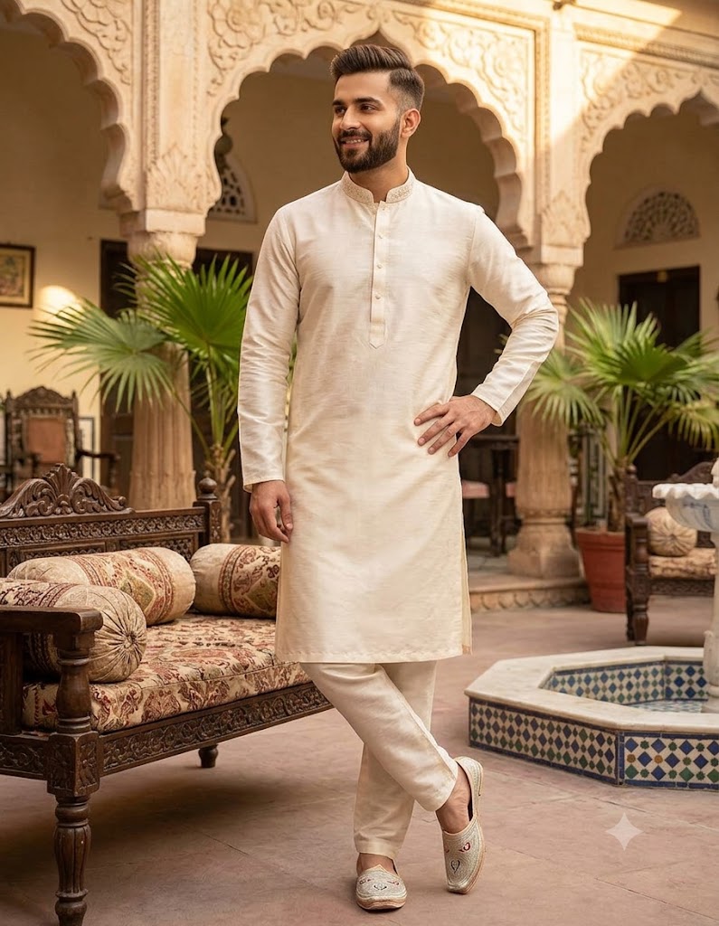 Handmade Leather Mojari Shoes for Men Cream Jutti