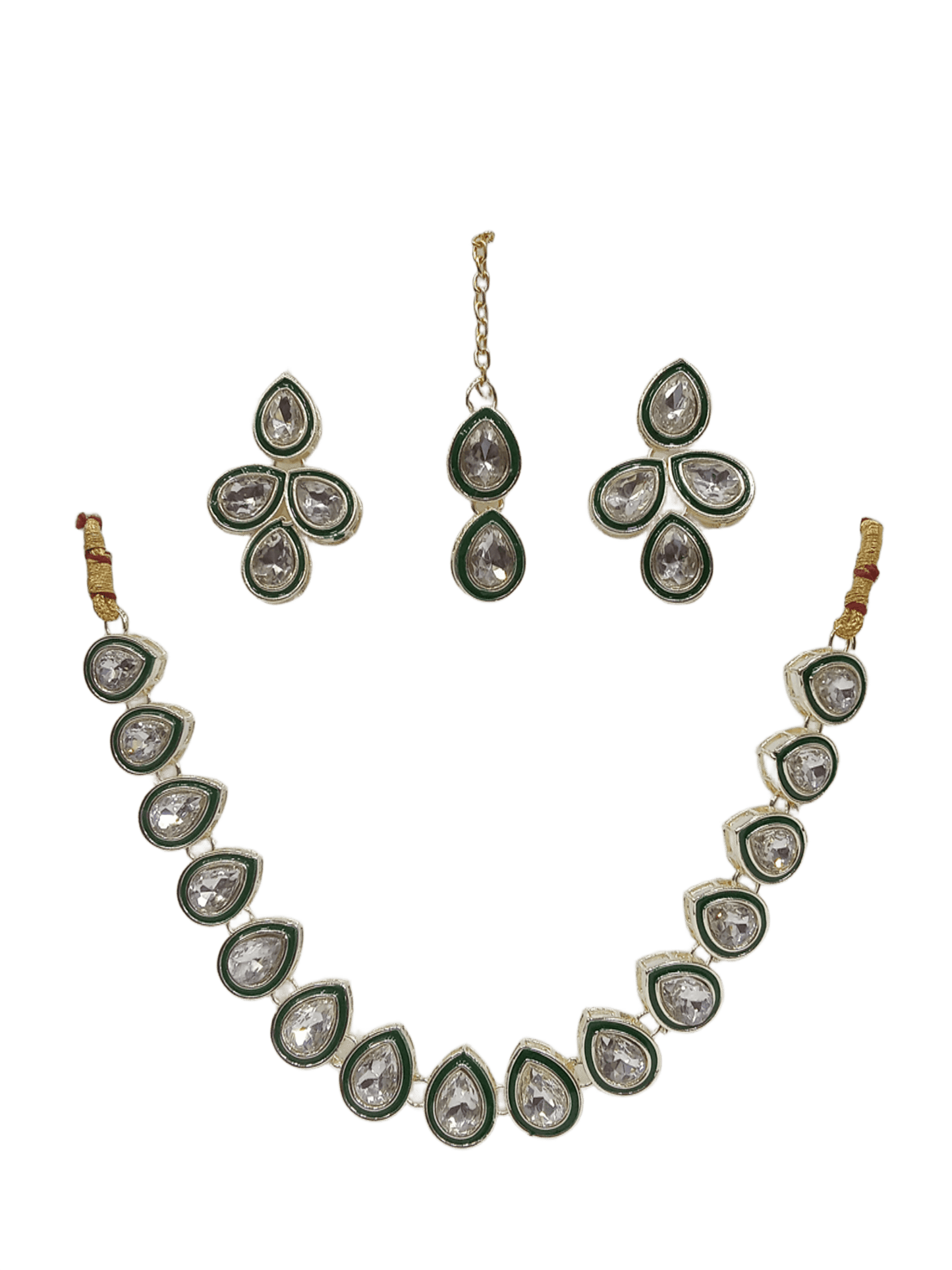 Women Kundan Jewellery Necklace Set Stylish Silver Plated Wedding Girls Pendant