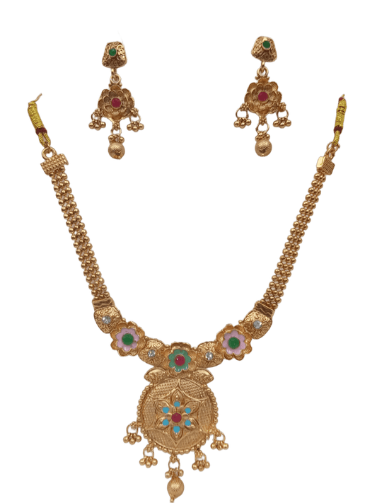 Women Polki Jewellery Necklace Set Stylish Gold Plated Wedding Girls Pendant