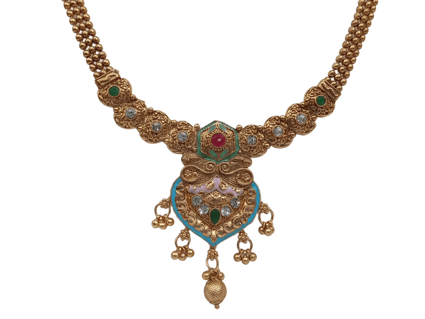 Women Polki Jewellery Necklace Set Stylish Gold Plated Wedding Girls Pendant