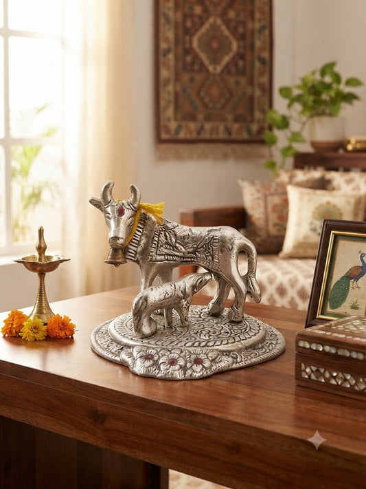 Cow and Calf Kamdhenu Cow Statue Sacared Animal Idols Pooja and Decorations