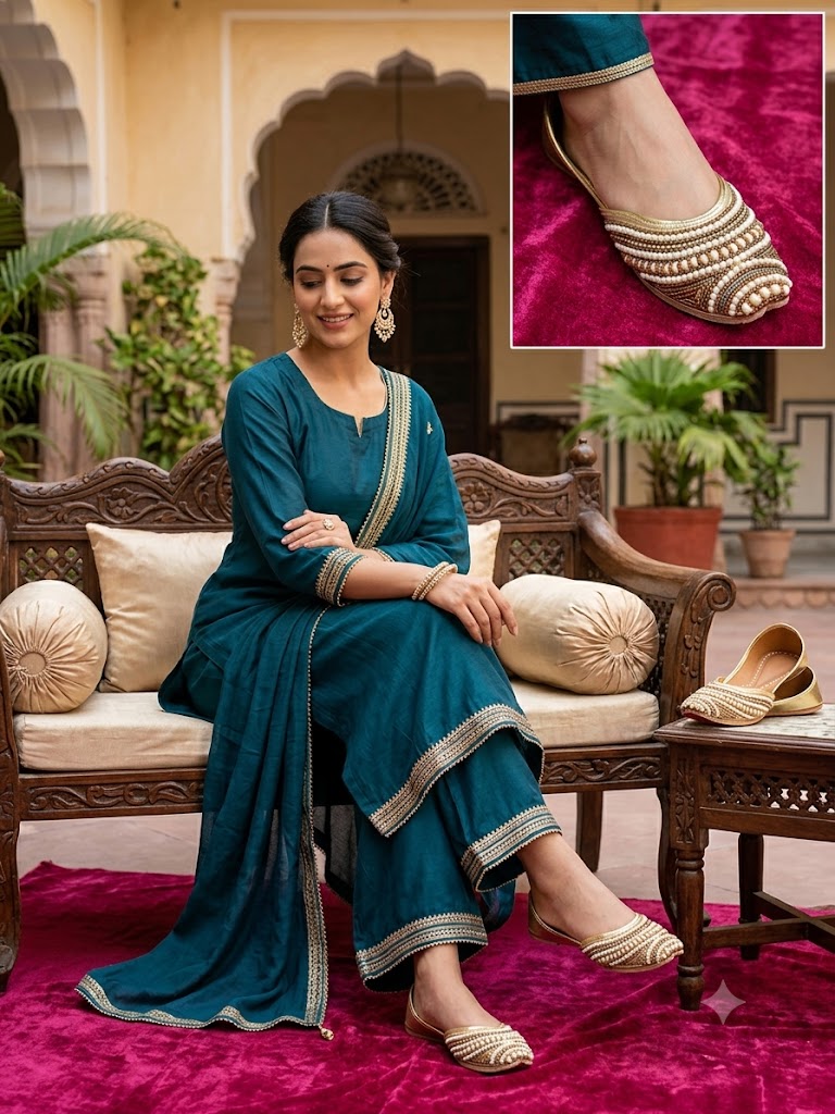 Women’s Punjabi Jutti Embroidered Multi-color Mojari