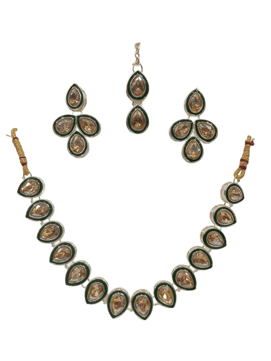 Women Kundan Jewellery Necklace Set Stylish Gold Plated Wedding Girls Pendant