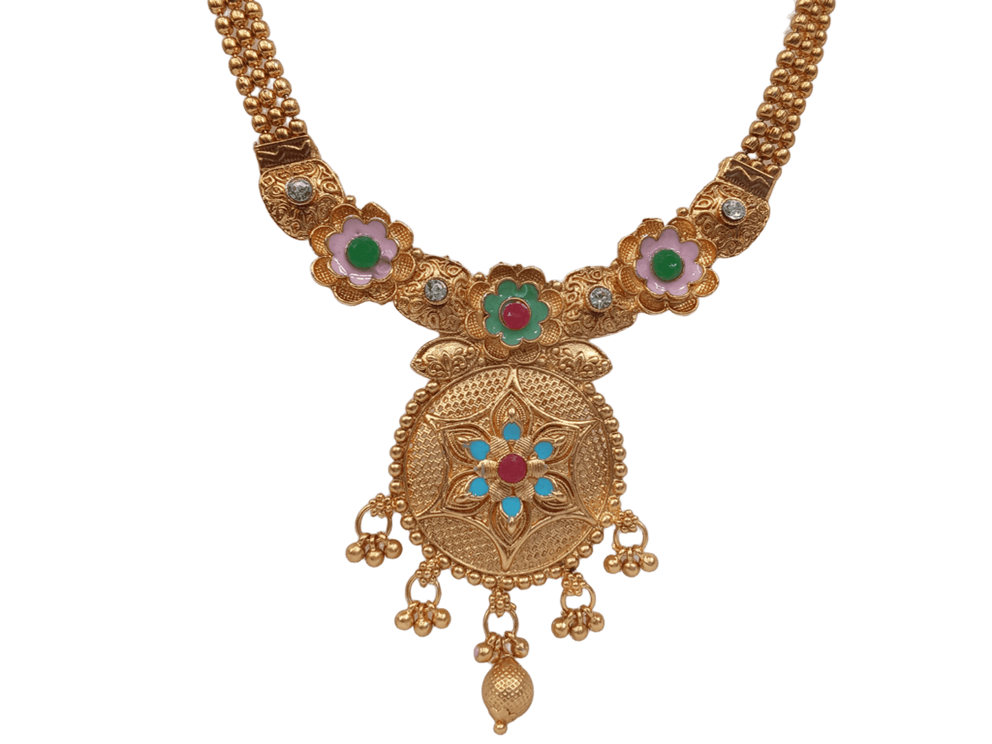 Women Polki Jewellery Necklace Set Stylish Gold Plated Wedding Girls Pendant