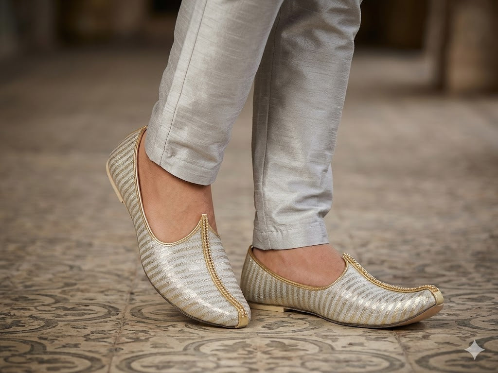 Handmade Groom Mojari Shoes Cream Wedding Jutti