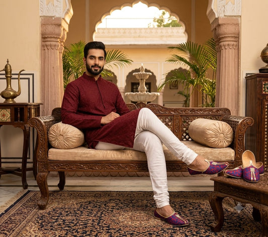 Wedding Khussa for Men Multicolor Synthetic Mojari