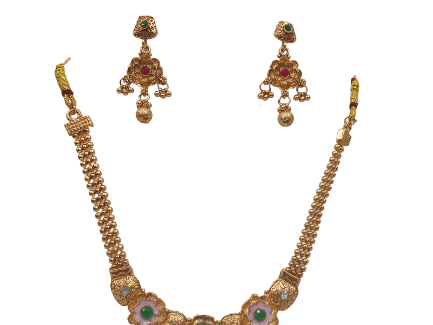 Women Polki Jewellery Necklace Set Stylish Gold Plated Wedding Girls Pendant