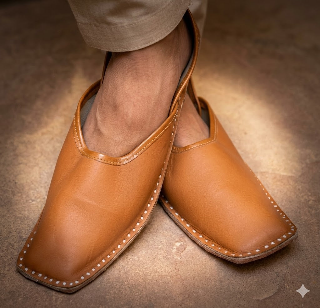 Brown Leather Jutti Shoes Men Handmade Mojari