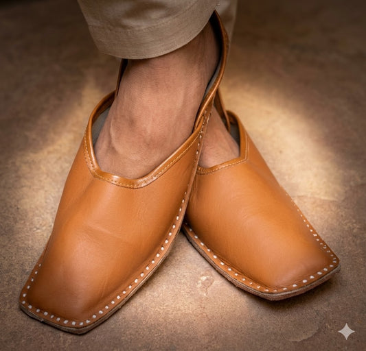 Brown Leather Jutti Shoes Men Handmade Mojari