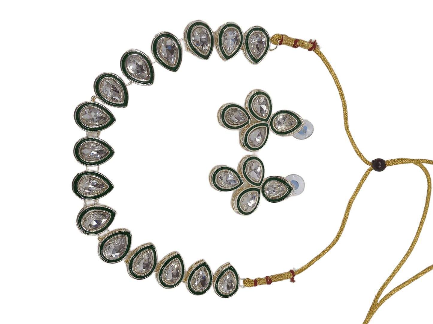 Women Kundan Jewellery Necklace Set Stylish Silver Plated Wedding Girls Pendant