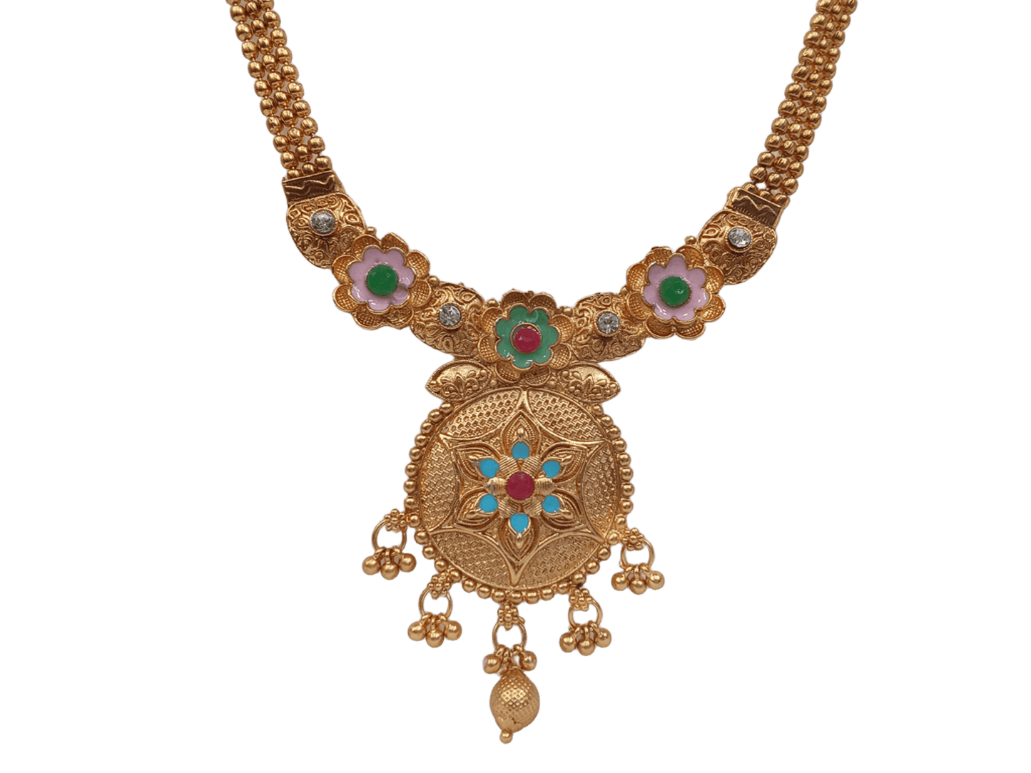 Women Polki Jewellery Necklace Set Stylish Gold Plated Wedding Girls Pendant