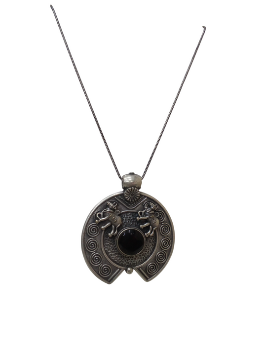 Women German Silver Tibetan Pendant Necklace for Girls Tribal Tibetan Pendant
