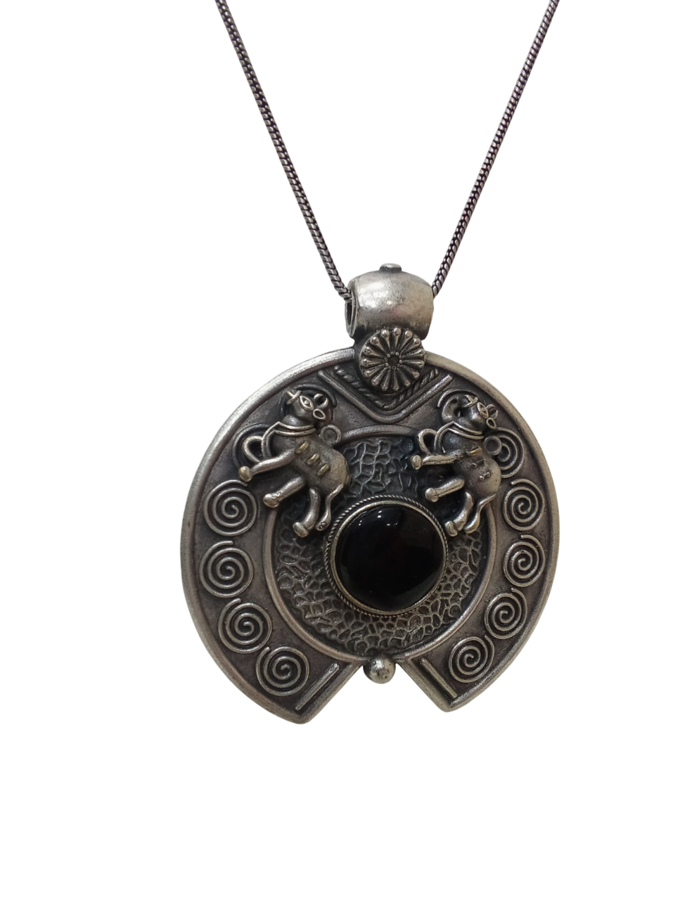 German Silver Tibetan Pendant Necklace for Girls & Women Tribal Tibetan Pendant