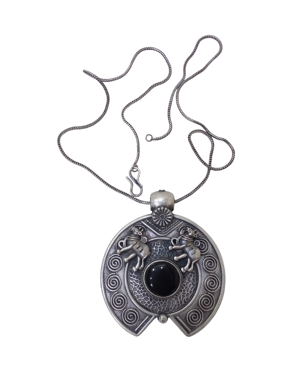 German Silver Tibetan Pendant Necklace for Girls & Women Tribal Tibetan Pendant