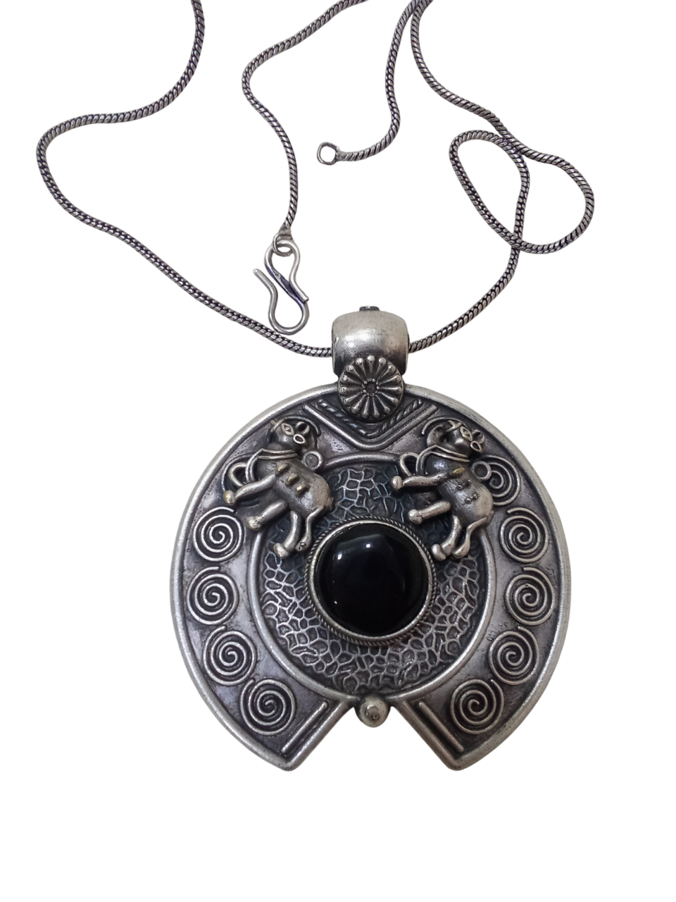 German Silver Tibetan Pendant Necklace for Girls & Women Tribal Tibetan Pendant