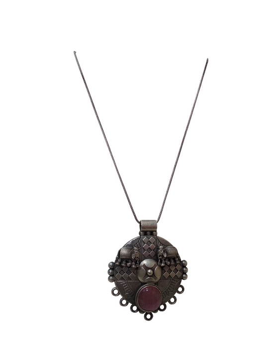 German Silver Tibetan Pendant Necklace for Girls & Women Tribal Tibetan Pendant
