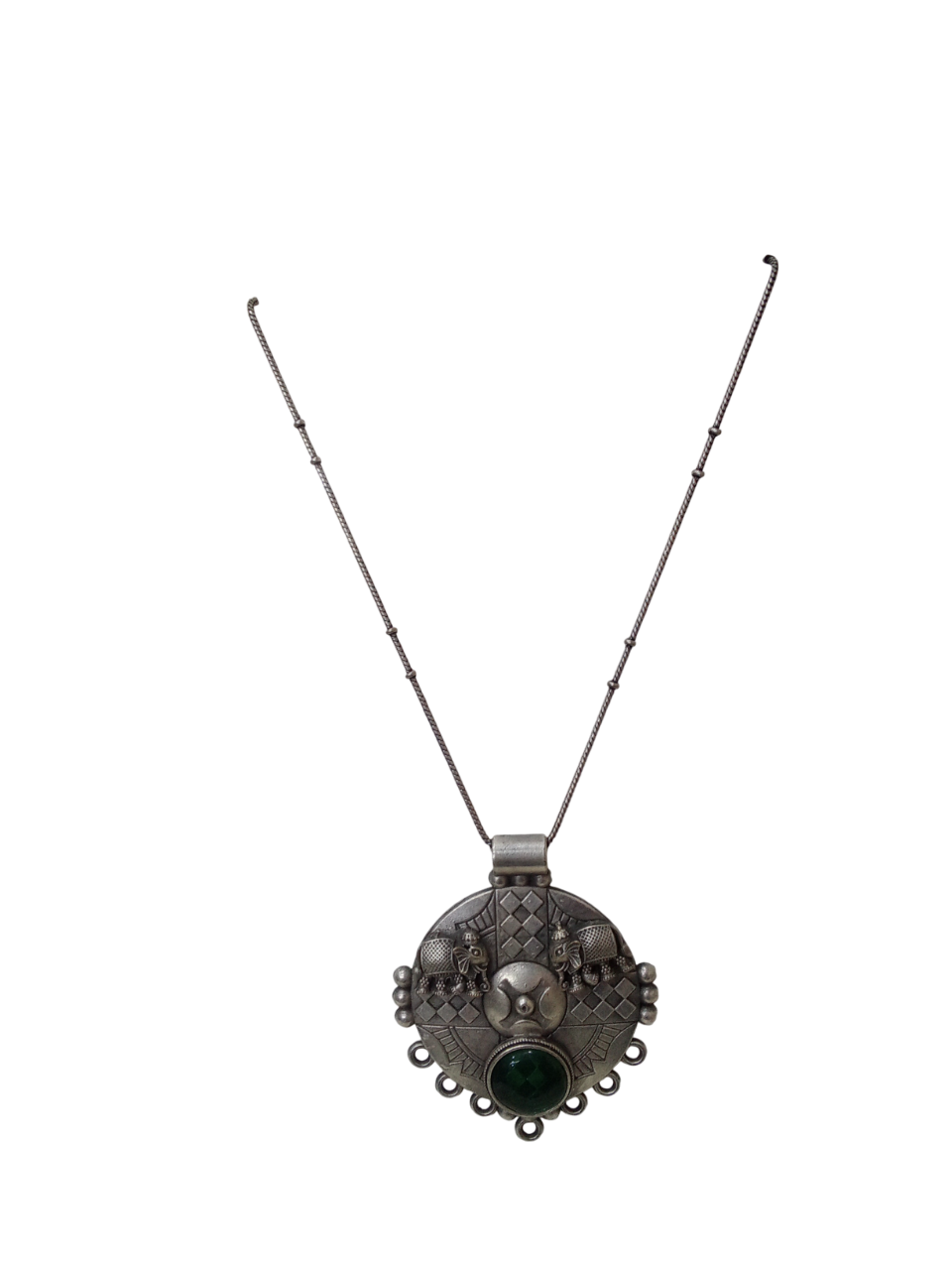 German Silver Tibetan Pendant Necklace for Girls & Women Tribal Tibetan Pendant