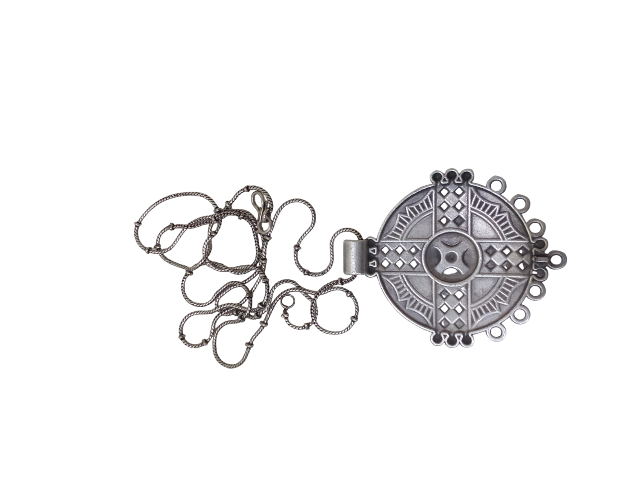 German Silver Tibetan Pendant Necklace for Girls & Women Tribal Tibetan Pendant