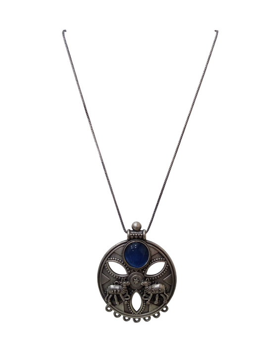 Women German Silver Tibetan Pendant Necklace for Girls Tribal Tibetan Pendant