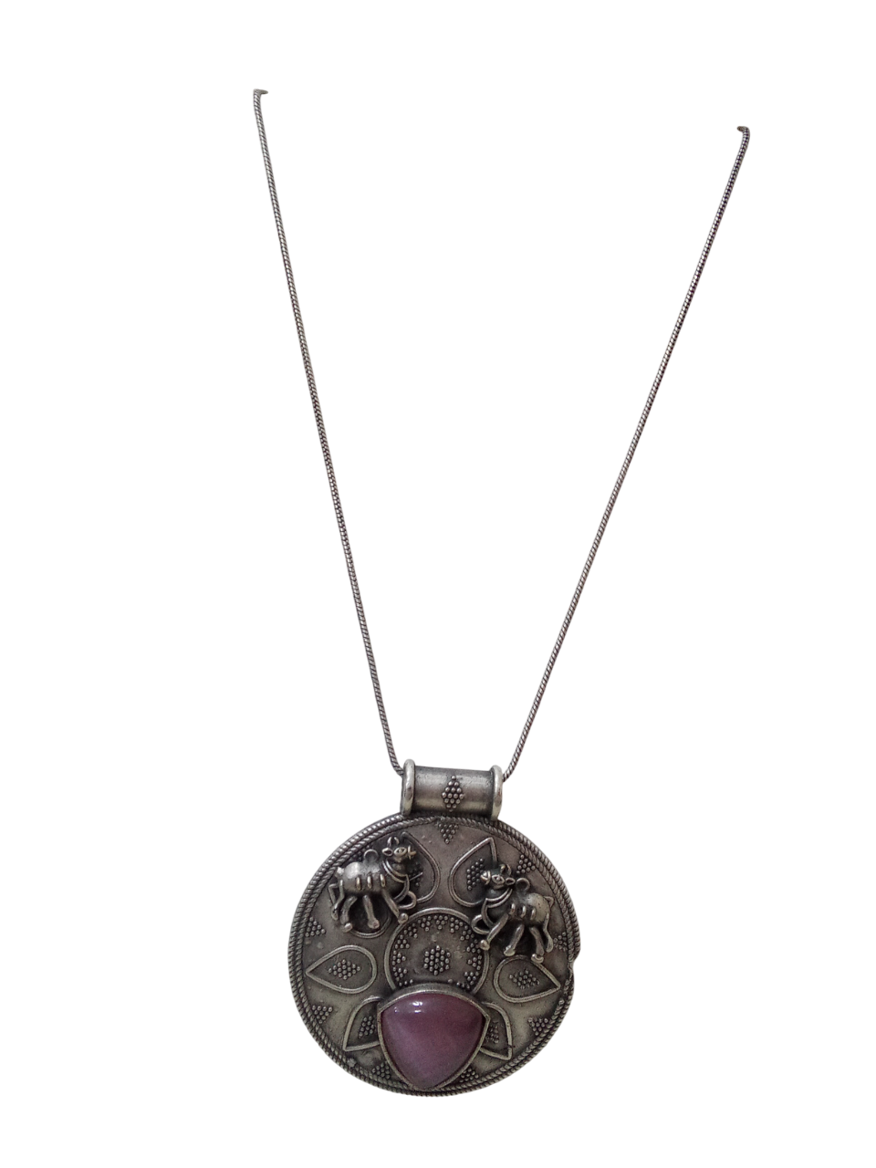 Women German Silver Tibetan Pendant Necklace for Girls Tribal Tibetan Pendant