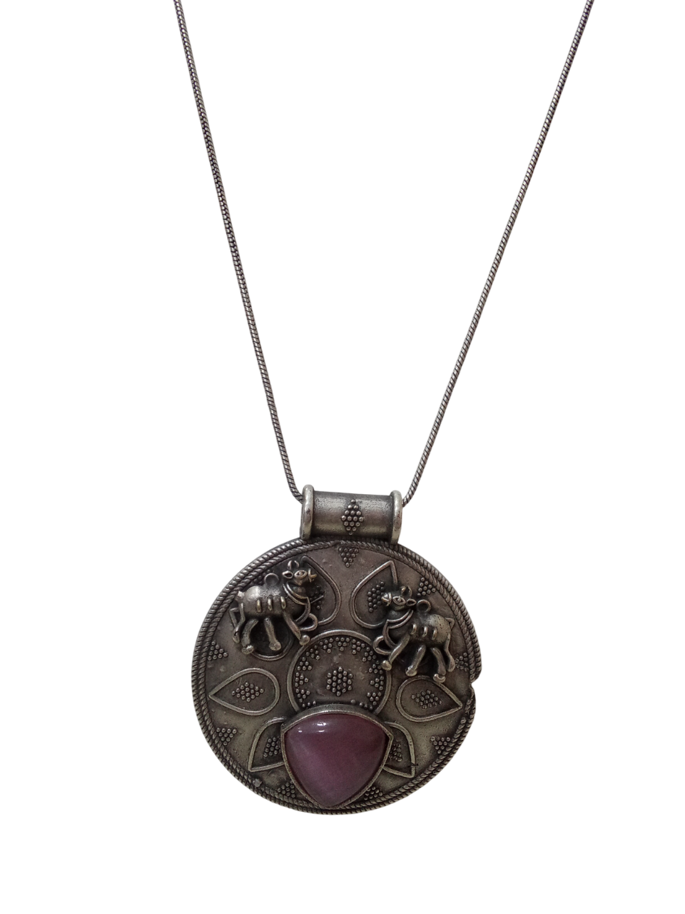 Women German Silver Tibetan Pendant Necklace for Girls Tribal Tibetan Pendant
