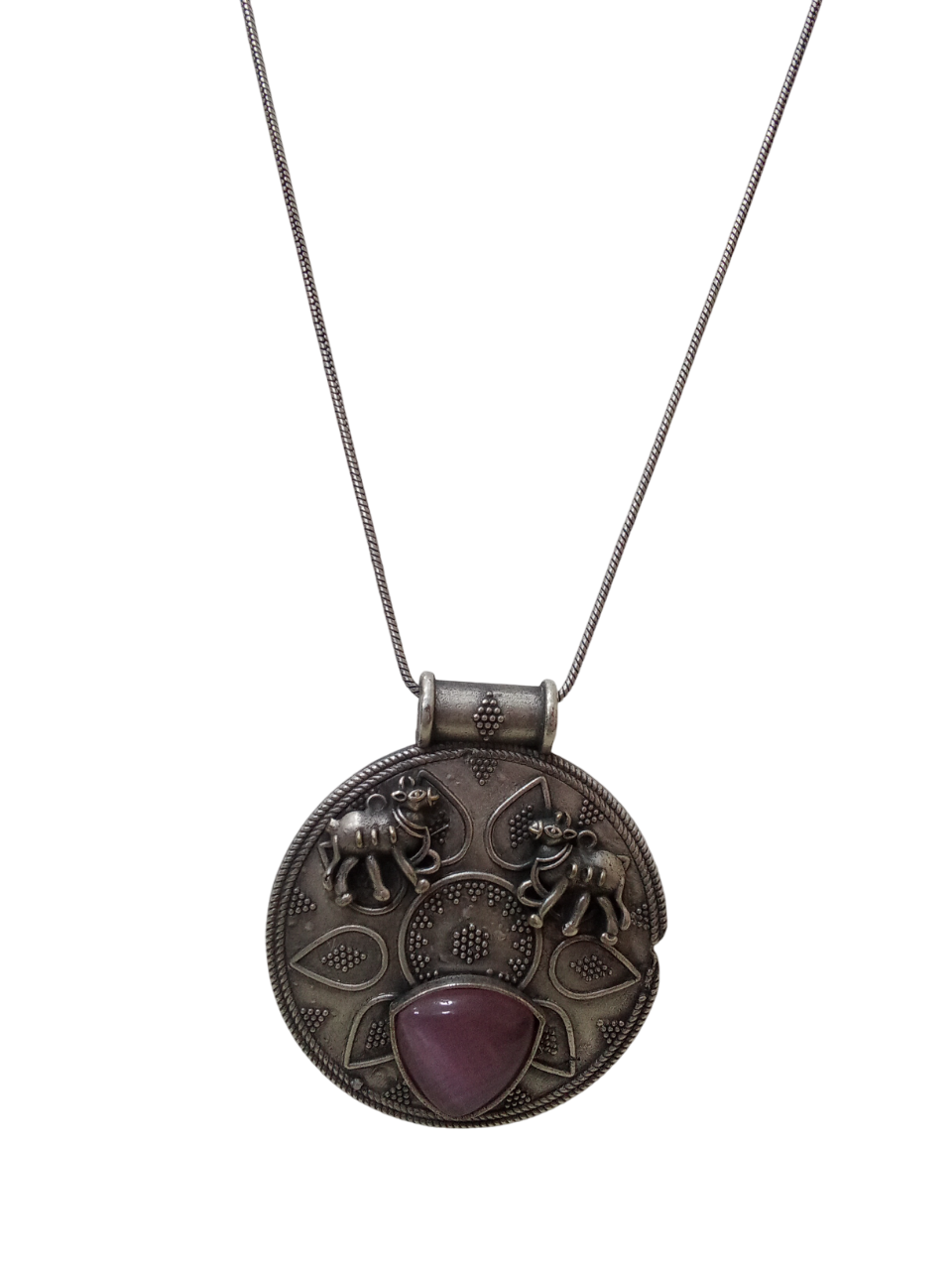 Women German Silver Tibetan Pendant Necklace for Girls Tribal Tibetan Pendant