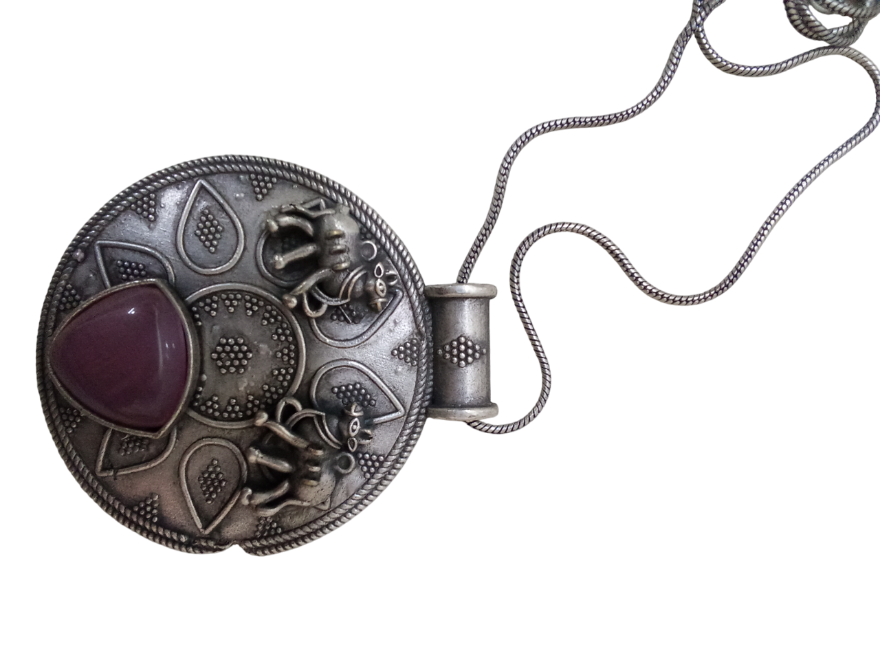 Women German Silver Tibetan Pendant Necklace for Girls Tribal Tibetan Pendant