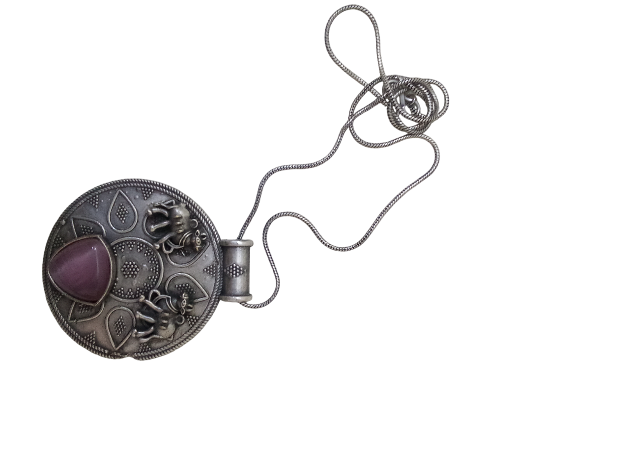 Women German Silver Tibetan Pendant Necklace for Girls Tribal Tibetan Pendant