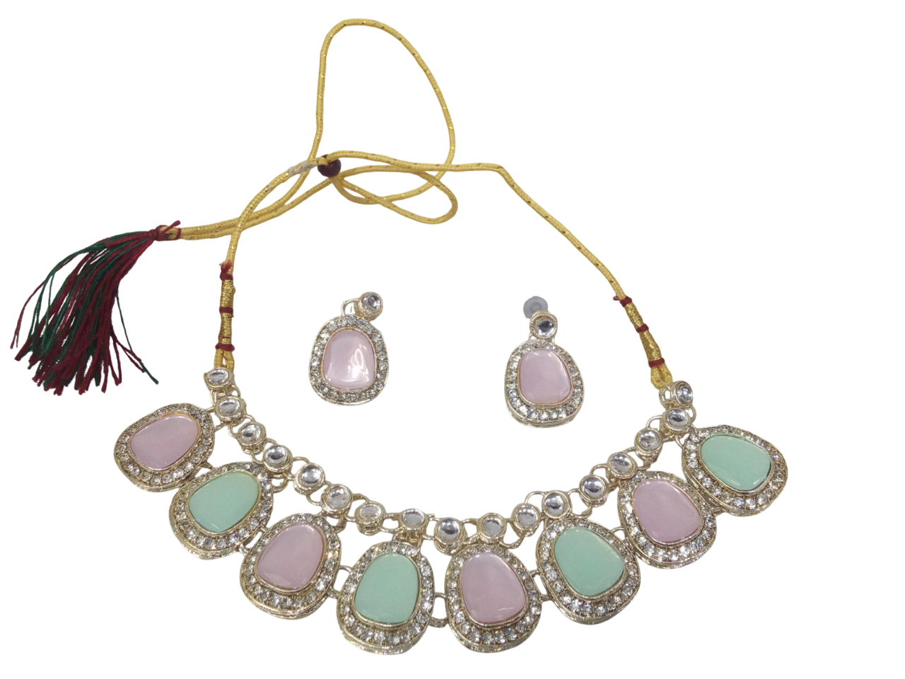 Gold Plated Women Wedding Jewellery Necklace Set Stylish Antique Girls Pendant