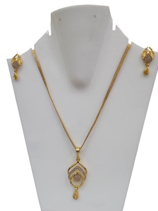 Gold Plated Women Wedding Jewelry Necklace Set Stylish Girls Polki Pendant Set
