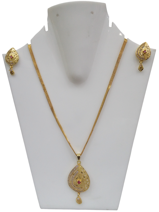 Gold Plated Women Wedding Jewellery Necklace Set Stylish Girls Polki Pendant Set