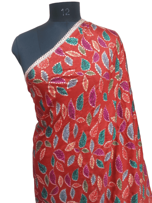 Indian Dupatta With Gotta Lace Women Handmade Bollywood Punjabi Phulkari