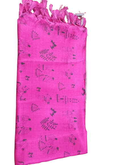 Women Long Dupatta Stole Silk Handmade Kalamkari Dupatta
