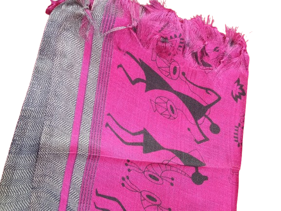 Women Long Dupatta Stole Silk Handmade Kalamkari Dupatta