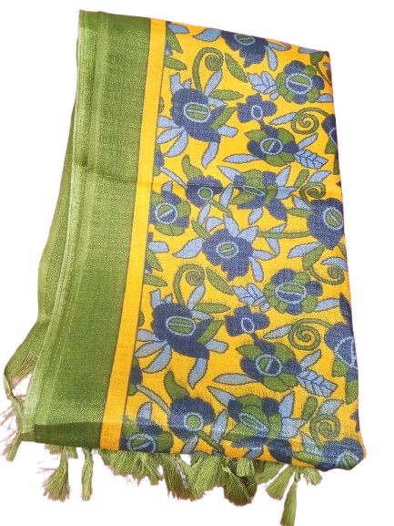 Women Long Dupatta Stole Silk Handmade Kalamkari Dupatta