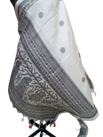 Women Long Dupatta Stole Silk Handmade Kalamkari Dupatta