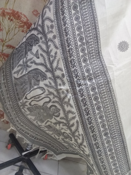 Women Long Dupatta Stole Silk Handmade Kalamkari Dupatta