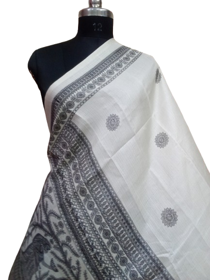 Women Long Dupatta Stole Silk Handmade Kalamkari Dupatta