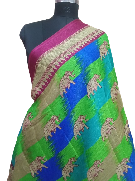 Women Long Dupatta Stole Silk Handmade Kalamkari Dupatta